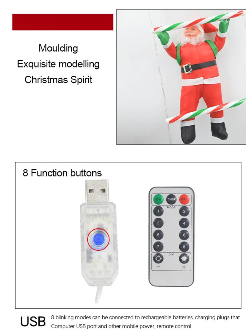 LED Christmas with Climbing Santa Claus